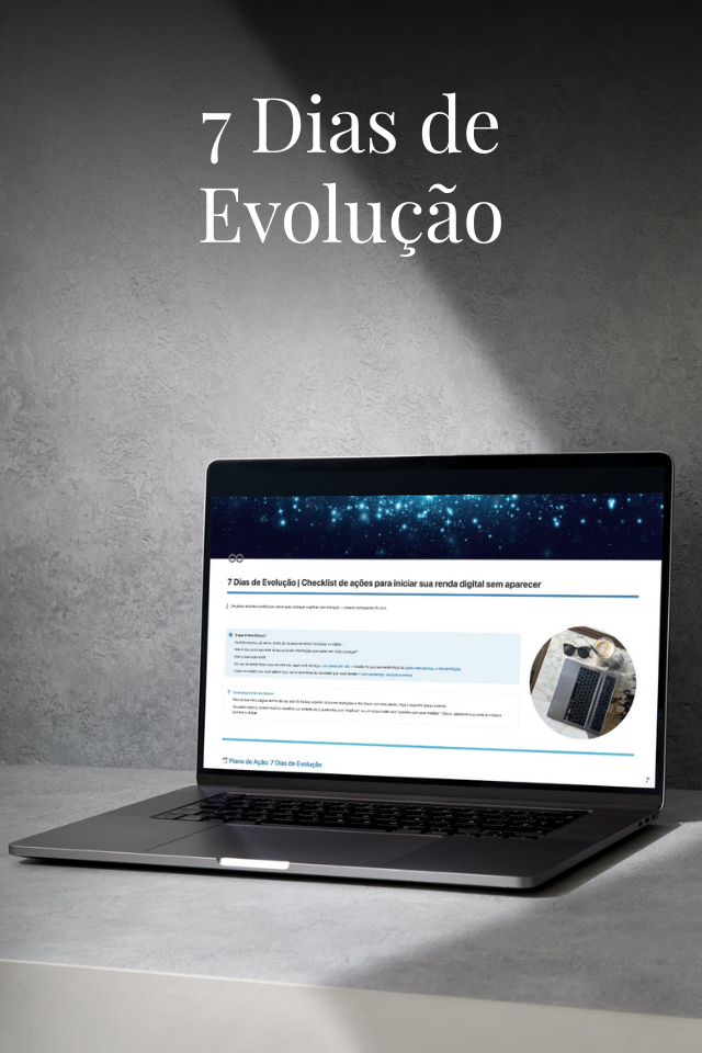 Checklist de ações práticas e simples pra iniciar sua renda digital com intenção. Ideal pra quem quer começar sem se expor.