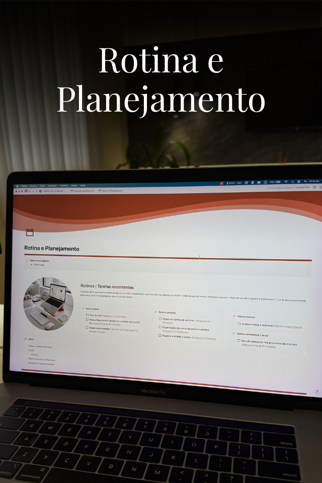 Organize sua rotina, tarefas e hábitos com leveza. Um sistema prático para manter clareza e constância no seu dia a dia.